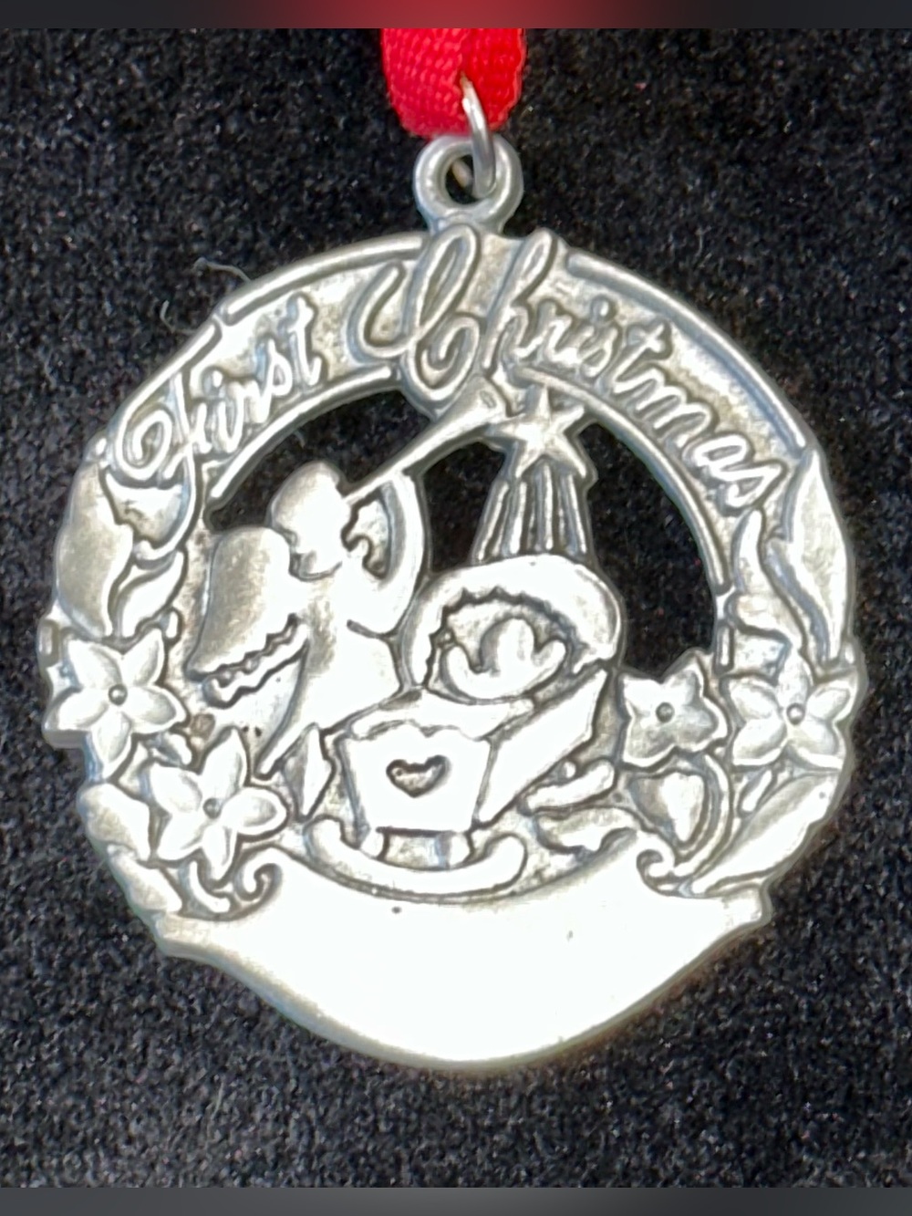 Rune Tennesmed Commemorative Pewter Baby’s First Christmas Ornament Vintage